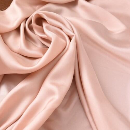 140CM Wide 19MM Pink Solid Color Twill Silk Fabric for Blouse Dress Cheongsam Pants H655