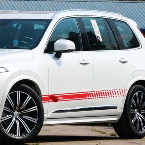 2 Pcs Self Adhesive Car Stickers for Volvo R Design Sports Long Styling Skirt Sticker Auto Vinyl Film Decals Auto Accessories