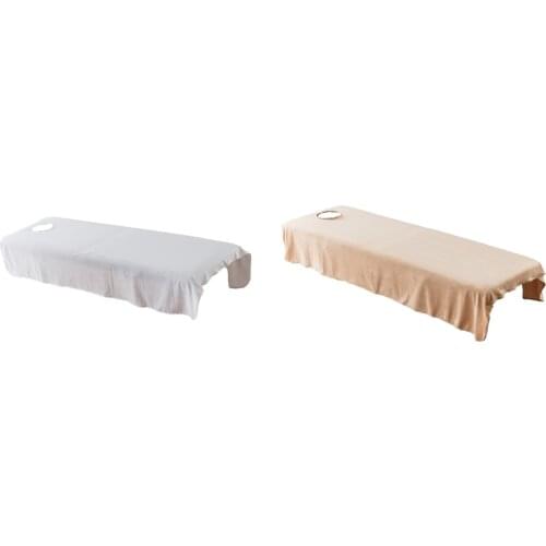 2pcs Soft Velvet Massage Table Cover SPA Bed Flat Sheet With Hole 80x190cm