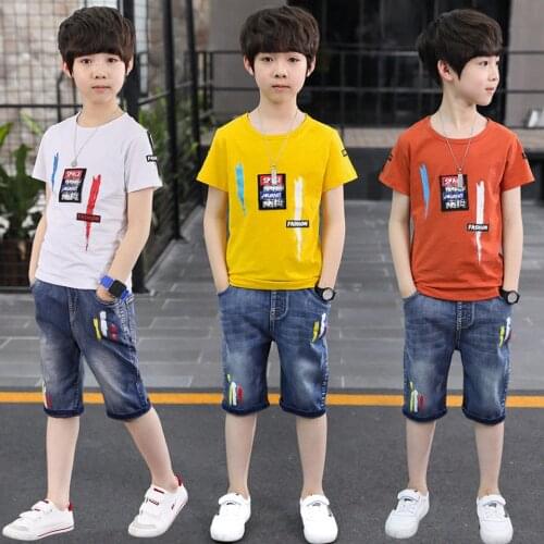 2020 Summer Boys Clothes Sport Suit Set Fashion Casual Short Sleeve O-neck Childrens Clothing Set