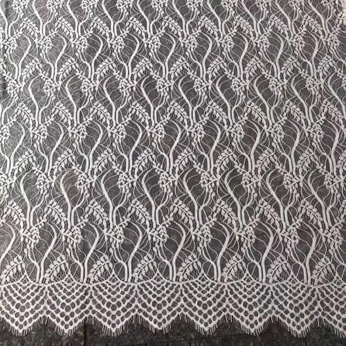 3M/Lot Off White Cotton Line Leaves Embroidery Lace Fabric For Women Dress DIY Craft Material