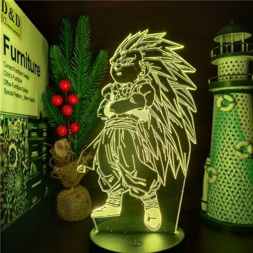 3D Night Light Dragon Ball Z Gotenks SSJ3 Anime Figure LED Lamp Manga Lampara Led Neon DBZ Lighting Children Bedside Decor Lamps