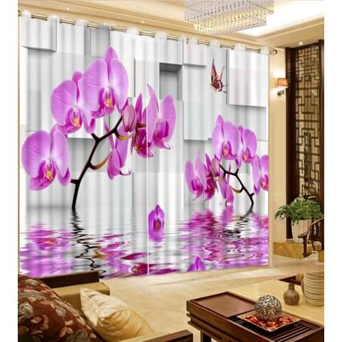 3D Curtain modern living room curtains Purple flower butterfly three-dimensional geometric figure Blackout Shade Window Curtains