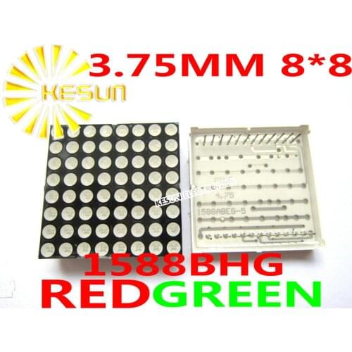 FREE SHIPPING 10PCS x 3.75MM 8X8 Red Green bi-color Common Anode 38*38 LED Dot Matrix Digital Tube Module 1588BHG Display Module