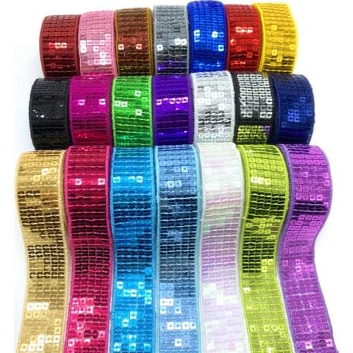 2y/5Yards/Lot 25mm Sequins Ribbon Lace Trim Sequin Sewing Fabric For Dress Clothes Headdress Bridal Wedding Sewing Accessories