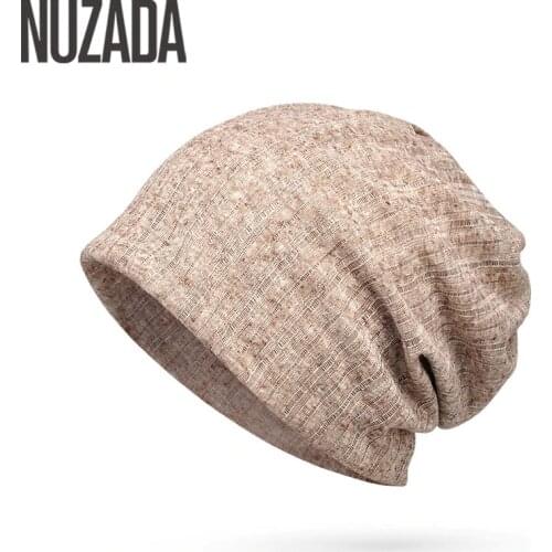 Brand NUZADA Thin Breathable Men Women Knitted Caps Summer Bonnet Hat Solid Color Skullies Beanies Multifunction Hedging Cap