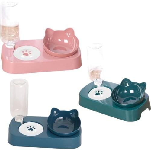 Double Dog Cat Bowls Automatic Water Dispenser Feeder Puppy Kitten Drinker