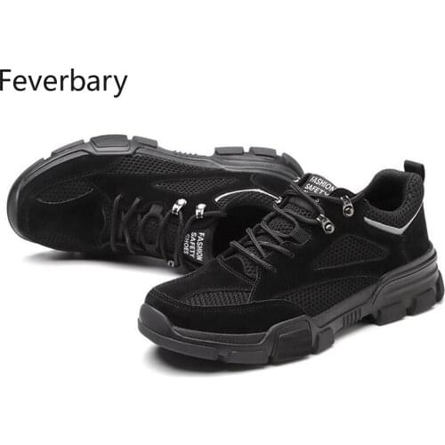 Feverbary Men Safety Shoes Indestructible Steel Toe Cap Work Boots Women Outdoor Puncture-Proof Non_Slip Lightweight Sneakers