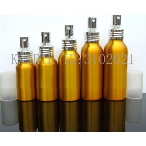 1-2pcs 30/50/60/80/100 ml Aluminum gold empty spray bottle Fine Mist Refill cosmetic spray jar Sample travel subpackage bottles