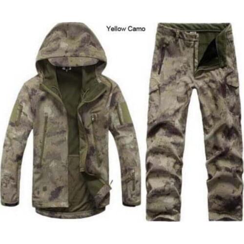Camouflage Hunting Clothing Shark Skin Soft Shell Lurker Tad V 4.0 Outdoor Tactical Military Fleece Jacket + Uniform Pants Suits