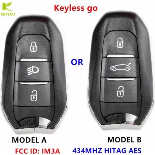 KEYECU OEM GENUINE Smart Remote Key Fob Keyless go 3 BUTTON 434MHz HITAG AES/NCF29A1 Chip for Peugeot 308 508 5008 VALEO IM3A