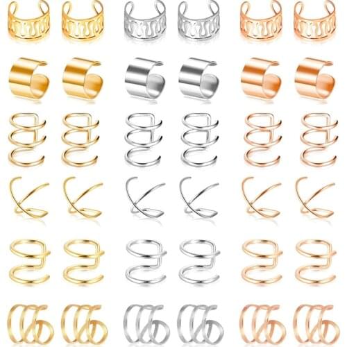 12Pcs Bohemian Gold Color Ear Cuffs Leaf Clip Earrings for Women Climbers No Piercing Simple Fake Cartilage Earring Accessories