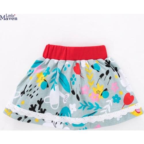 Summer Baby Girl Clothes Denim Color Cotton Mini Flower Print Lolita School Cute Skirts for Kids 2-7 Years