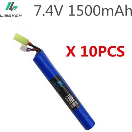 10pcs 2S 18650 Power RC Lipo battery 7.4V 1500MAH 30C AKKU Mini Airsoft toys Gun Battery RC model Tamiya free shipping