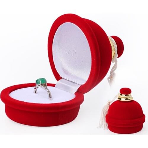 Fashion Cute Bells Red Velet Wedding Diamond Rings Jewelry Box For Female Earrings Necklace Jewellery Holder 21 Styles Available