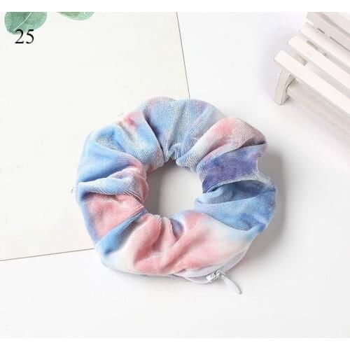 Soft Velvet Solid Leopard Zipper Ponytail Holder Elastic Hair Scrunchie Rubber Band Hair Accessories Women Hair Ties Headwear