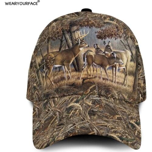 Deer Hunting Wildlife Animals 3D All Over Printed Snapback Hat Men Women Adult Hip Hop Headwear Outdoor Sun Visor Baseball Cap