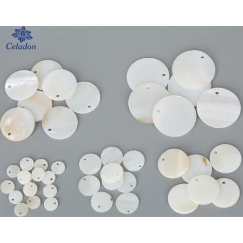 10-20pcs Round Natural Shell Pendant Mother Pearl Charms Necklace Pendants for DIY Earring Jewelry Finding