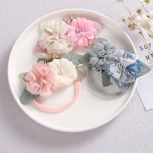 Floral Nylon Elastic Princess Hair Band Flower Headband Baby Girl Newborn Hair Accessories For Girls Fresh Style Cute Headwear