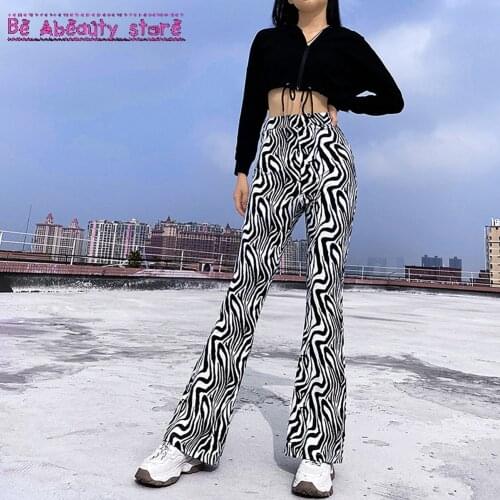 Ripple Printed y2k Straight Pants For Women High Waist Vintage Casual 90s Trousers Harajuku Sweatpants