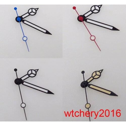 Red/Blue Second hands Black edge white Watch Hands Luminous for NH35 Movement