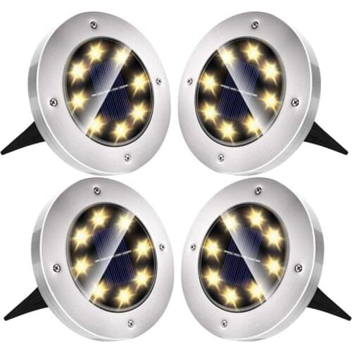 SLGOL 4pcs Lawn Solar Light Waterproof Underground Sensor Landscape Lights Deck Courtyard Garden 8LED Solar Ground Warm Light