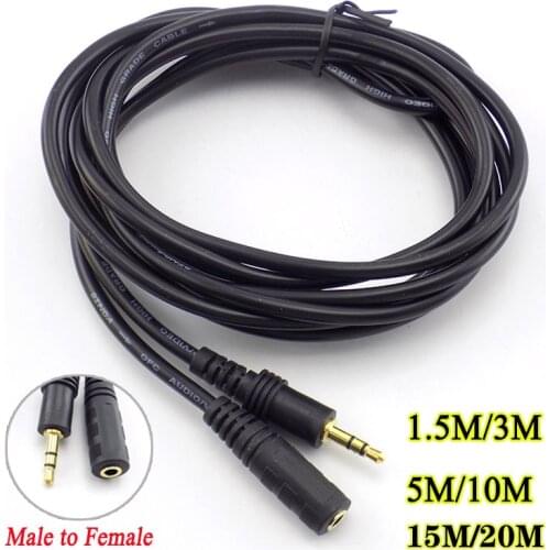 3.5mm Jack Male to Female Headphone Extension Cable AUX Audio Stereo Extender Cord 1.5/3/5/10M For MP3/4 TV Computer