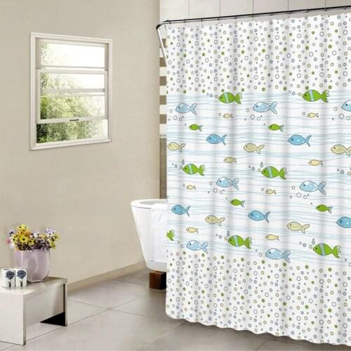 Fish Pattern Bathroom Curtain Waterproof Mildew Shower Curtains Modern Cartoons Bathtub Partition Curtain Home Bath Decor