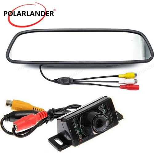 4.3 inch Car Rear view Mirror Monitor with 7 LED IR Night Vision Reversing Camera CCD Video Auto Parking Assistance system