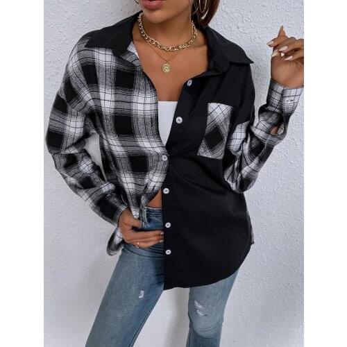 2020 Limited Rushed Vadim Zanzea None Full Cotton 2021 Plaid Single-breasted Loose Long-sleeved Shirt Women Lapel