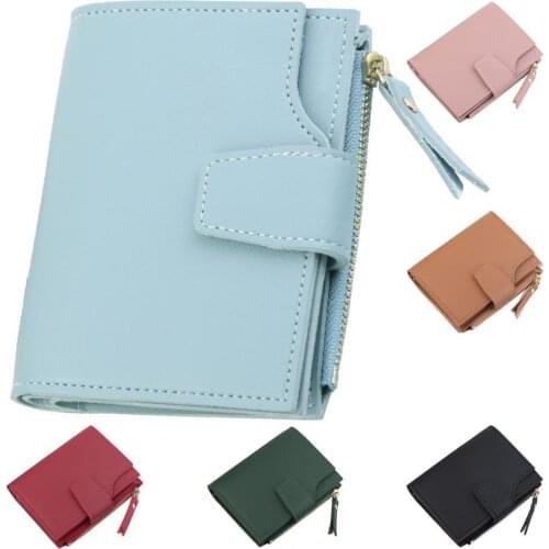 Wallet Zipper Photo Holder Solid Color Blocking Luxury Card Holder Organizer for Women