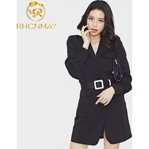 Womens Blazer Mid-length Casual Jacket Korean Version Fashion Temperament Slim Ladies Suits Office Elegant Single breasted Coat