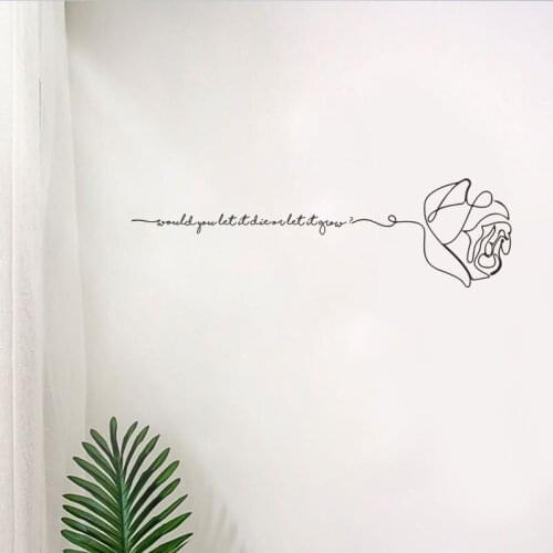 1PCS Ins English Rose Wall Sticker For Bedroom Dormitory Background Decorative Sticker Personality Black Pattern