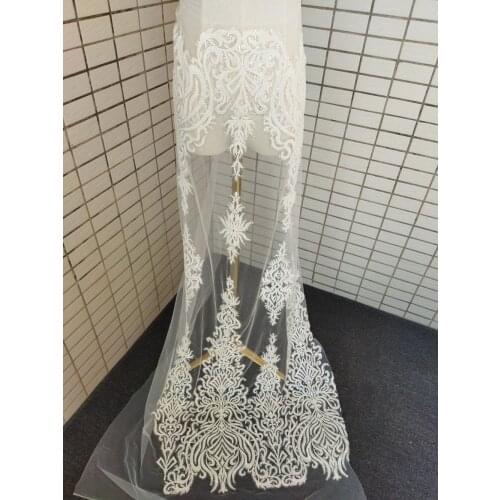 1 Yard/ Lot Seuqins Lace Fabric 135cm Width Dress Lace Fabric Bridal Lace Fabric Sequins and Bead Lace Fabric Sell By 5 Yard