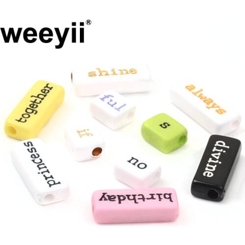 10pcs 10x18mm Rectangle Mixed colors Letter Acrylic Beads Loose Spacer Beads For Jewelry Making Handmade Diy Bracelet