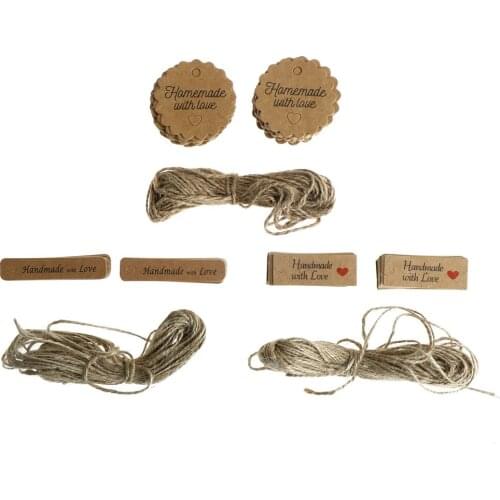 100PCS/lot Handmade Lovely Paper Tags Rope Paper Card Tag Labels With Love Garment Labels Party Favors Gift