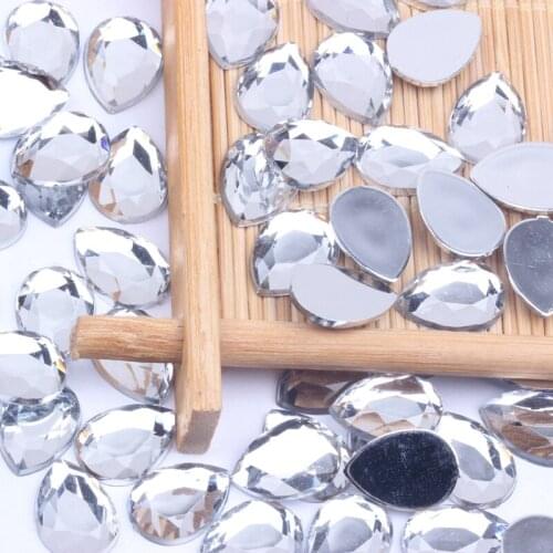 13x18mm 500pcs Flat Facets Acrylic Rhinestone Tear Shape Many Colors Choose DIY Nail Art Decorations Glue On Garments Crafts