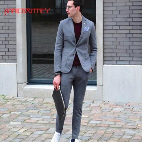 2018 latest coat pant design grey man suit for business casual velvet custom blazer classic jacket slim fit smart casual tuxedo