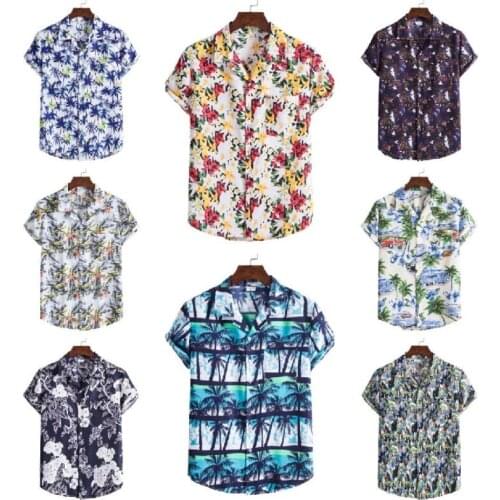 2021 Hawaii Series Beach Style Features High-quality Suit Collar Short Sleeve Floral Shirt XH Series Combination