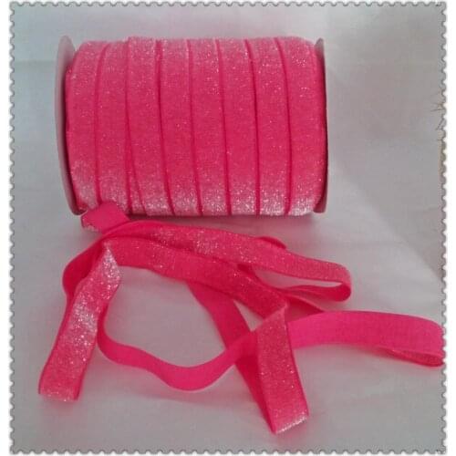 5/8" Stretch Shocking Pink Color Sparkle Ribbon