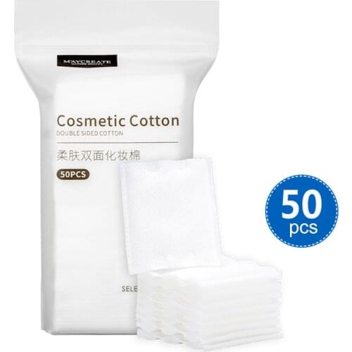 50Pcs/ Set Organic Cotton Pads Facial Cut Cleansing Makeup Puff Cosmetic Makeup Remover Wipes Face Wash Cotton Pads Health Care