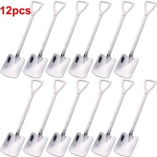6-12 pcs Creative Ice Cream Watermelon Shovel Stainless Steel Square Pointed Tea Coffee Stirring Spoon Set Dessert Tableware Kit