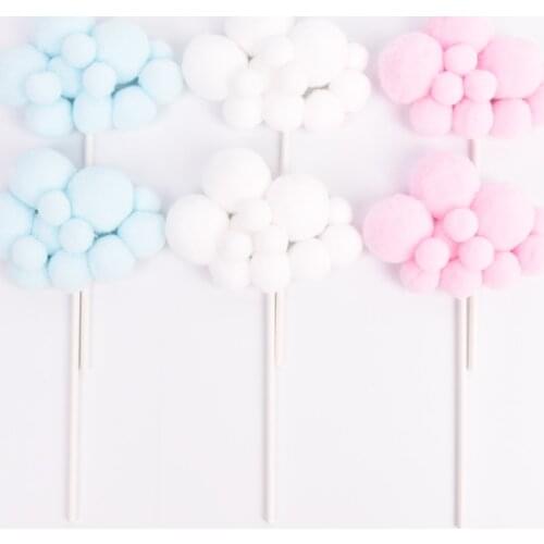 6pcs Macaron Pastel Cloud Cupcake Toppers Candy Rainbow Unicorn Kids Boy Girl Birthday Party Decoration Baby Shower Cake Flag