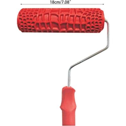 7 inch Embossed Crocodile Skin Painting Roller with Handle for Wall Decoration Q84D
