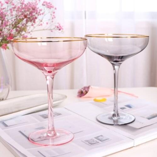 150Ml Nordic Style Lead-Free Crystal Wine Glass Gold Foil Sweet Champagne Glass Dish Cocktail Goblet Festival Art Drinking Set