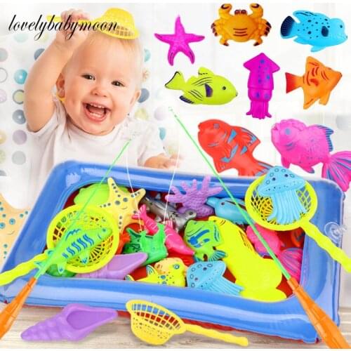 Children Boy Girl Fishing Toy Set Magnetic Play Water Baby Bath Toys Fish Hot Gift kids Outdoor Parent-child interactive Toys