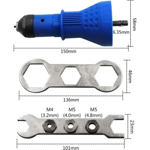 Electric Rivet Nut Gun Riveting Tool Cordless Riveting Drill Adaptor Insert Nut Tool Riveting Drill Adapter 2.4mm-4.8mm