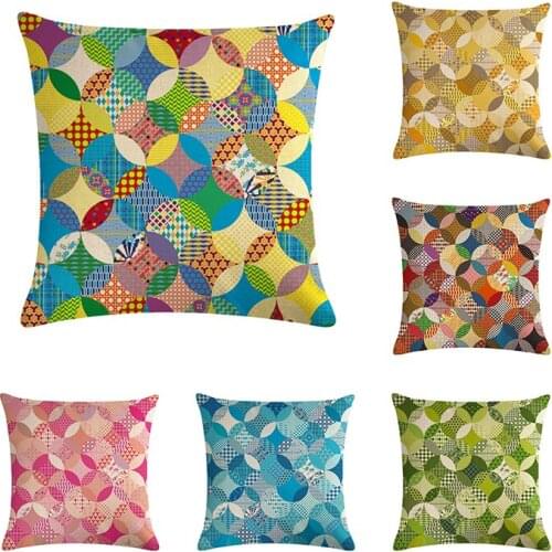 Cotton Print Round Geometric Pattern Sofa Cushion Cover Home Decoration Housewarming Car Throw Pillow Cover Couch Pillows ZY829