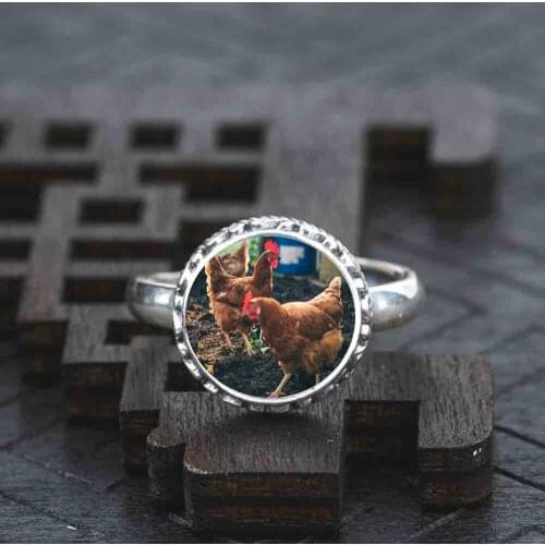 925 Sterling two chickens Ring jewelry resizable wedding dress for women girls ladies 1pcs/set 2020 cute vintage mini unisex