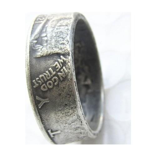 Walking Half Dollar Ring ‘woman’Handmade Silver Plated Coin Ring In Sizes 7-12